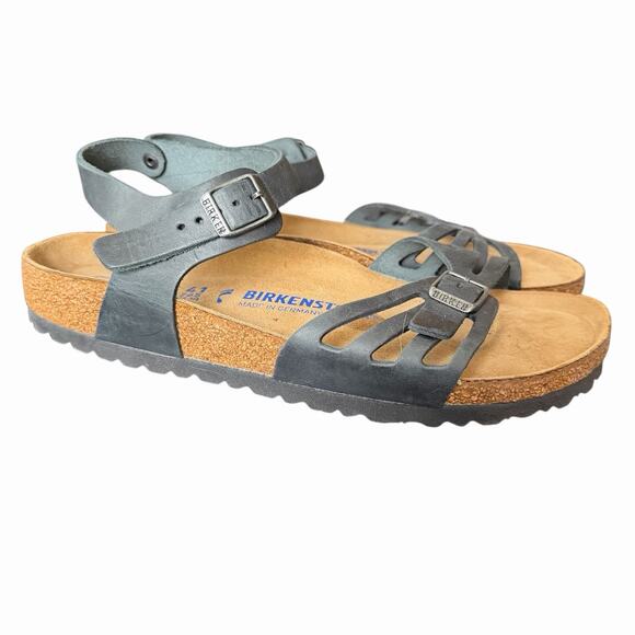 Birkenstock EUR 41 Narrow Normal Bali Soft Footbed Sandals Black Oiled - Picture 4 of 10